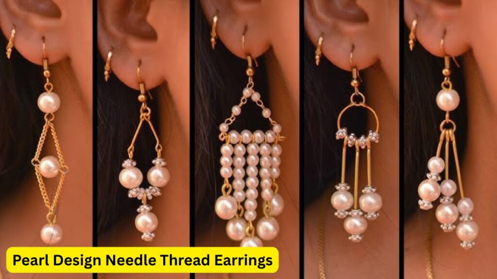 Pearl Design Needle Thread Earrings