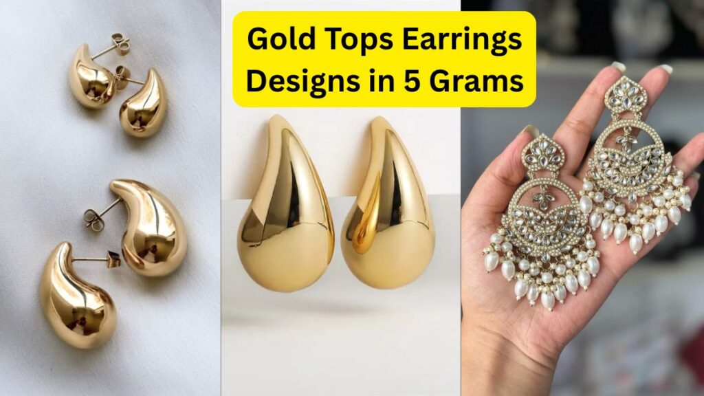 Gold Tops Earrings Designs in 5 Grams