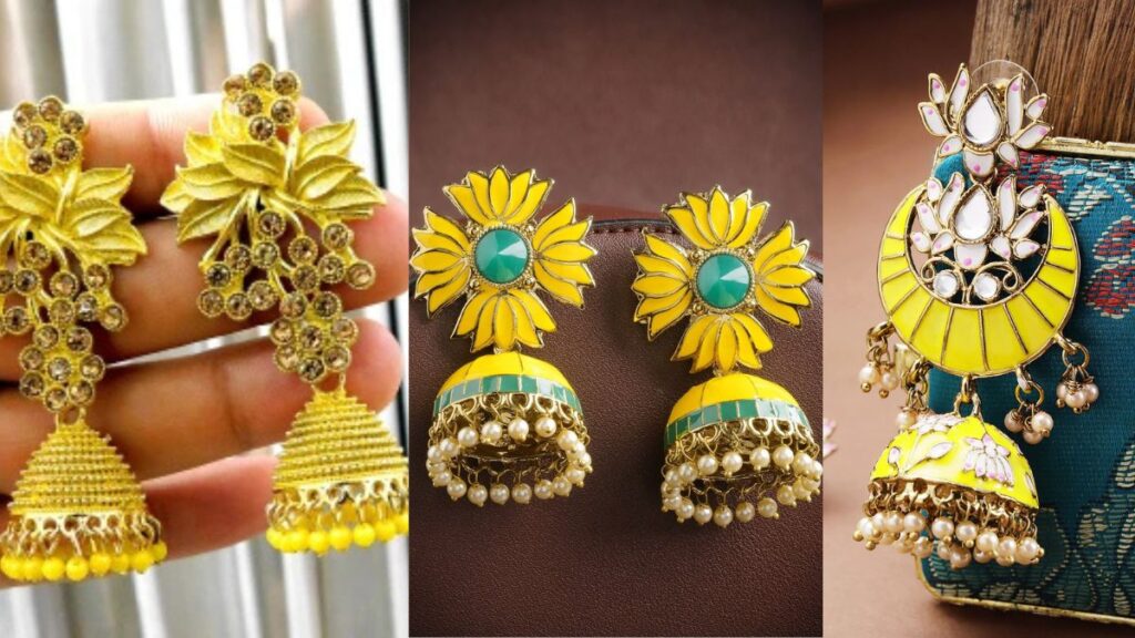 Floral Yellow Jhumkas