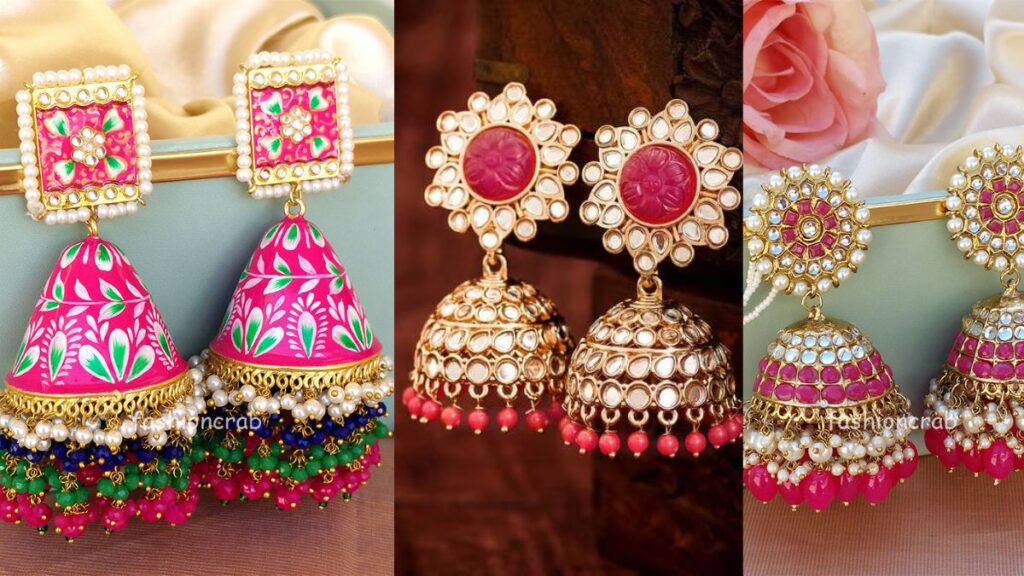 Pink Colour Jhumka Design