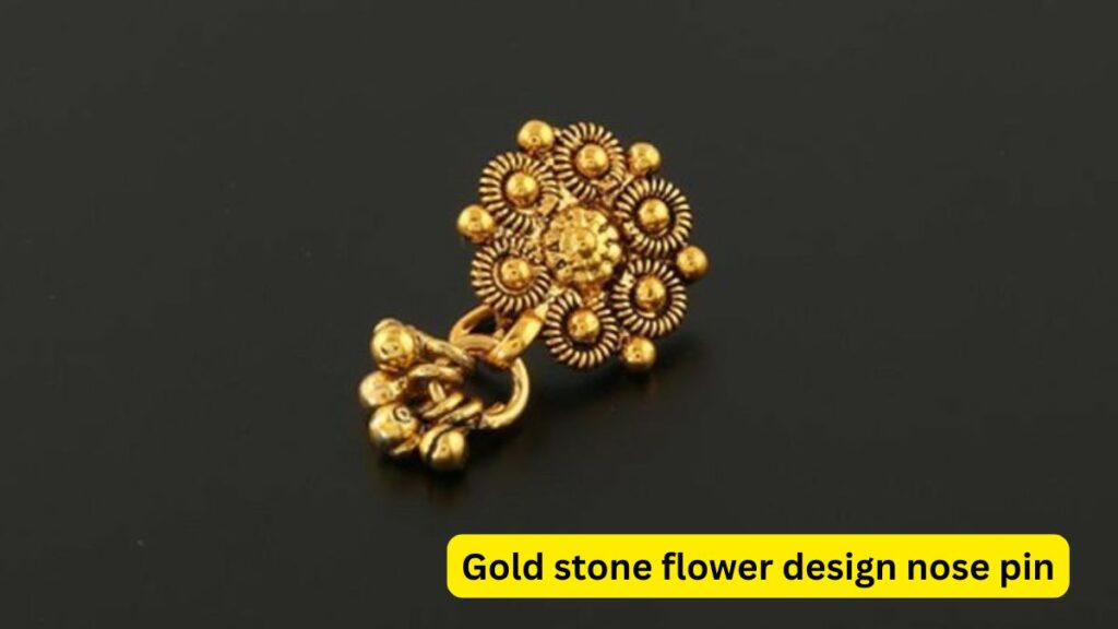 Gold stone flower design nose pin