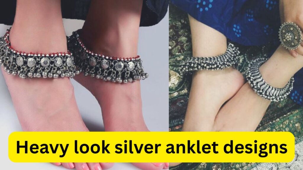 Heavy look silver anklet designs