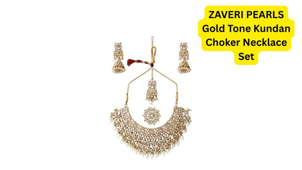 ZAVERI PEARLS Gold Tone Kundan Choker Necklace Set