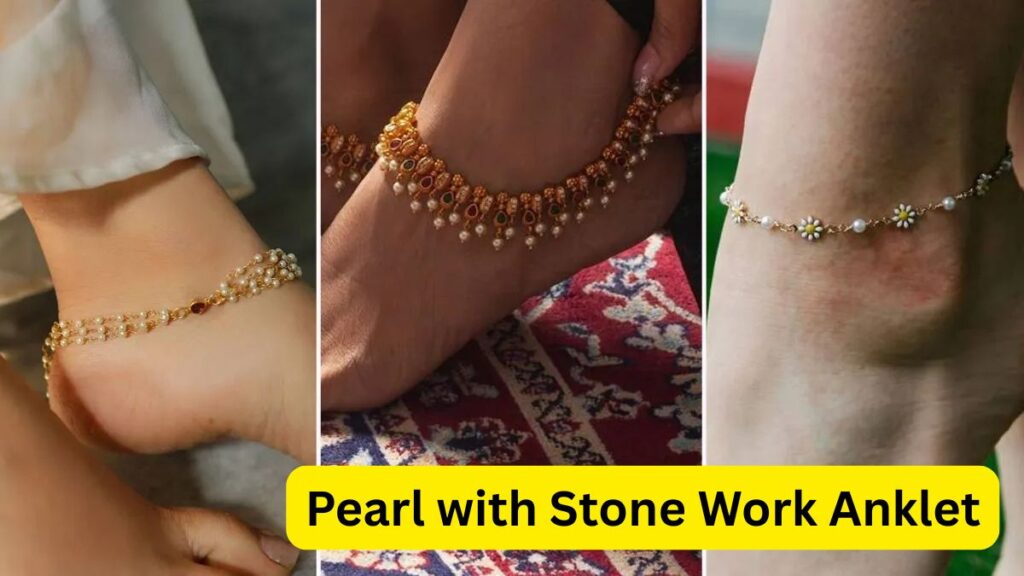 Pearl with Stone Work Anklet